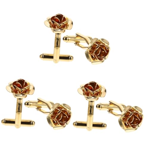 FOMIYES 3 Paare Goldene Manschettenknöpfe für Damen Clips für Hochzeiten Festliche Anlässe Klassische Cufflinks für Stilvolle Outfits von FOMIYES