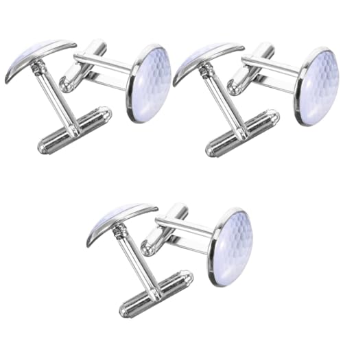FOMIYES 3 Paare Herren Manschettenknöpfe Golf Design Cufflinks für Anzug Hemd Kristallglas Schmuckset für Hochzeiten Partys Besondere Anlässe von FOMIYES