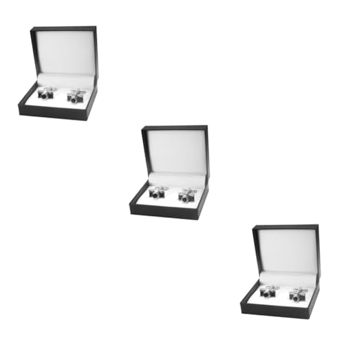 FOMIYES 3 Paare Herren Manschettenknöpfe im Kameradesign mit Box für Hochzeit Formelle Anlässe und Business Outfits Langlebige Verarbeitung und Zeitloses Design von FOMIYES