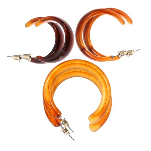 FOMIYES 3 Paare Minimalistische Creolen Ohrringe für Frauen Leichte Geometrische C Form Funky Ohrstecker Bequemes Piercing Schmuck für Teenager und Alltag von FOMIYES