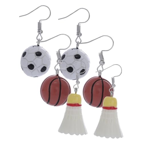 FOMIYES 3 Paare Sportliche Damen Ohrringe Leichte Harz Ohrstecker mit Basketball Fußball Badminton Anhänger Sport für Party und Alltag Geschenkidee für Mädchen FOMIYES 3 Paare Sportliche Damen Ohrringe Leichte Harz Ohrstecker mit Basketball Fußball Badminton Anhänger Sport für Party und Alltag Geschenkidee für Mädchen von FOMIYES