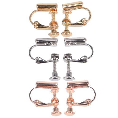 FOMIYES 3 Paare Verstellbare Ohrclips Schraubclip No Piercing Ohrringe DIY Ohrstecker Umwandlung in Roségold Hautfreundlich Leicht Abzulegen für Damen und Mädchen Zufällige Farbe von FOMIYES