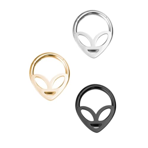 FOMIYES 3 STÜCKE Teiliges Nasenpiercing aus Metall Glatte Oberfläche Schwarz Gold Vielseitiger Nasenring für Durchbohrte Nasen Sicherer und Bequemer Schmuck für Damen und Herren von FOMIYES