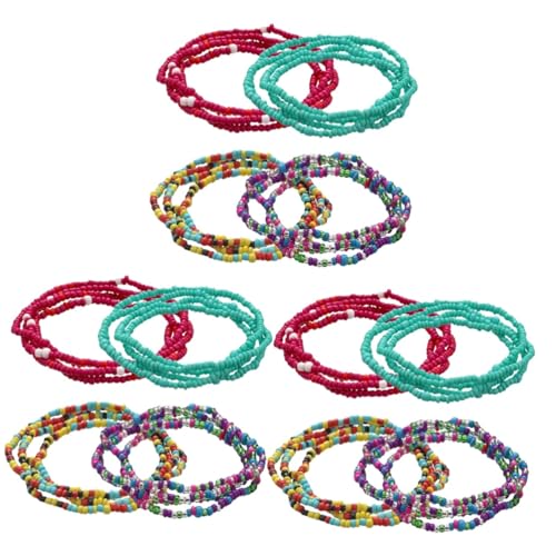 FOMIYES 3 Sätze Bauchkette Teiliges Bunten Perlen Handgefertigt Langlebig Farbecht Für Sommerstrand Bikini Vielseitig Halskette Armband Oder Fußkette Verwendbar 4 Stück * 3 von FOMIYES