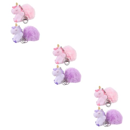 FOMIYES 3 Sätze Einhorn Schlüsselanhänger Flauschige Schlüsselanhänger Anhänger Schlüsselanhänger Dekorationen Anhänger Cartoon Flauschiger Plüsch Schlüsselanhänger 2 Stück * 3 von FOMIYES