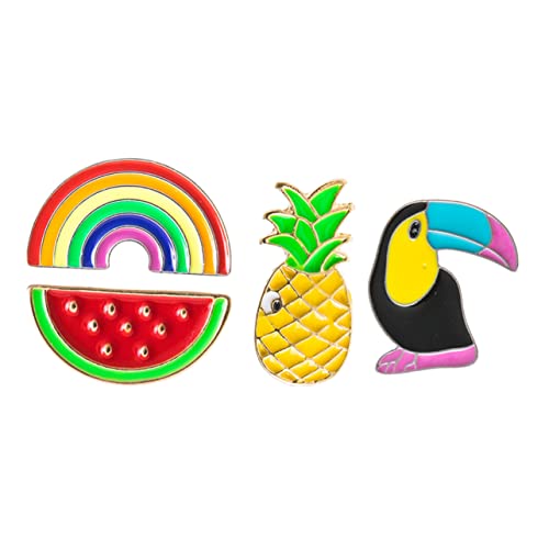 FOMIYES 3 Sätze Hawaii Party Cartoon Broschen Broschen Regenbogen Ananas Wassermelone Strapazierfähige Kreative Brustpins Für Dekoration Souvenirs Kleidung 4 Stück * 3 von FOMIYES