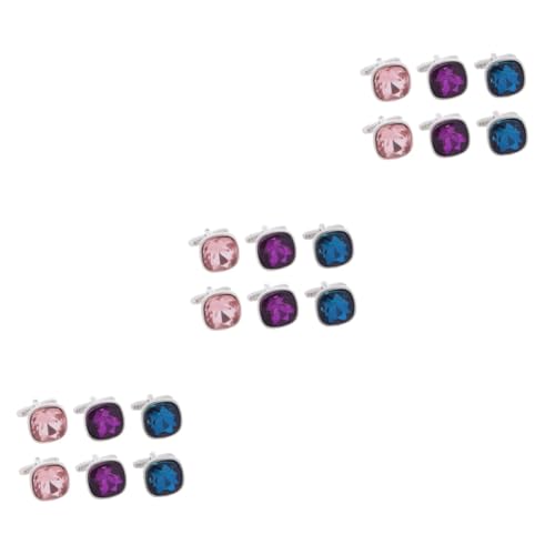 FOMIYES 3 Sätze Herren Manschettenknöpfe Glitzerstein Stilvolle Cufflinks Für Anzüge Hochzeiten Partys Business Besondere Anlässe Hochwertigem Material Gefertigt 3 Paare * 3 von FOMIYES