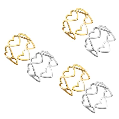 FOMIYES 3 Sätze Herzring Für Damen Teiliges Offenen Ringen in Einfaches Elegantes Design Mit Hohlem Herz 2 Stück * 3 von FOMIYES