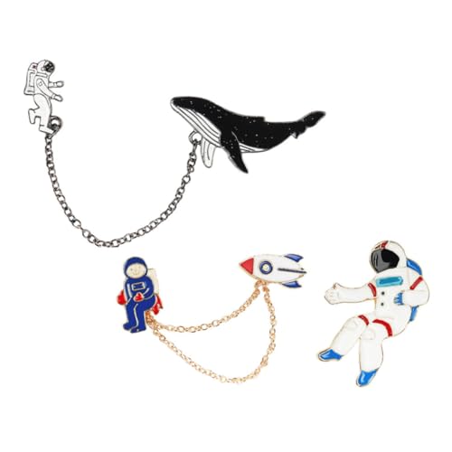 FOMIYES 3 Sätze Japanische Cartoon Broschen Legierung Astronaut und Wal Design Leichte Anstecknadeln für Kleidung Taschen Schals und Hüte Motive von FOMIYES