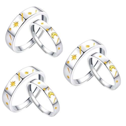 FOMIYES 3 Sätze Paarring Verstellbare Ringe Für Kreativer Versprechen Ringe Fingerring Verstellbare Ringe Für Damen Verstellbare Passende Ringe Liebesringe Kupfer 2 Stück * 3 von FOMIYES