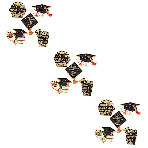 FOMIYES 3 Sätze Teiliges Graduation Brosche Kreative Abschluss Mütze Anstecknadel Metall Ästhetische Pin Für Rucksäcke Jacken Für Absolventen 5 Stück * 3 von FOMIYES
