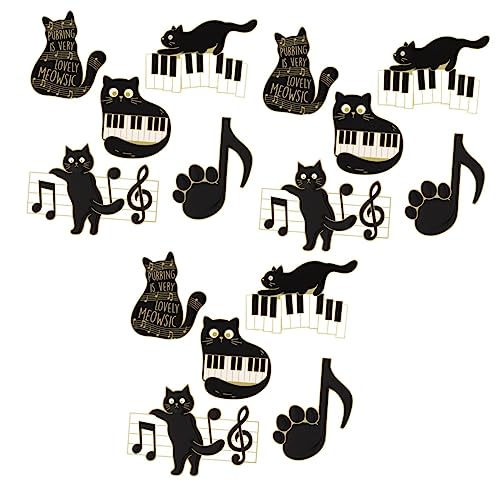 FOMIYES 3 Sätze Teiliges Katzen Emaille Broschen Niedliche Schwarze Mit Klaviernoten Dekorative Anstecker Für Kleidung Rucksack Accessoires Langlebig Anlässe 5 Stück * 3 von FOMIYES