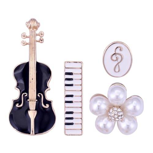FOMIYES 3 Sätze Teiliges Set Musikalische Instrumente Brosche Violine Blume Abzeichen Für Kleidung Stilvolle Anstecknadel Für Musiker Und Musikliebhaber 4 Stück * 3 von FOMIYES