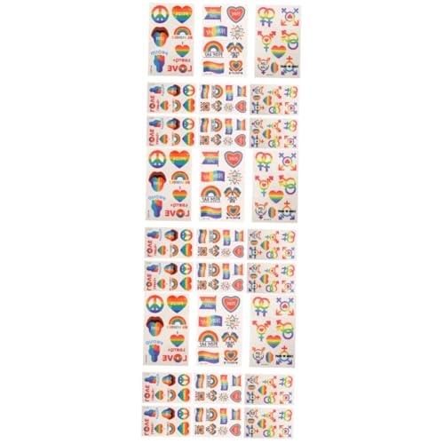 FOMIYES 3 Sets Regenbogen-aufkleber Temporäre Tattoos Für Jungen Und Mädchen Dekorative Tattoos Für Körper Wange Arm Bein 9 Blätter * 3 von FOMIYES