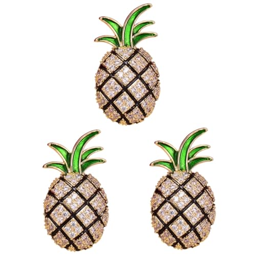 FOMIYES 3 Stck. Goldene Anstecknadel mit Wasserzirkon Stilvolle Ananasbrosche Langlebige Brustnadel für Formelle Kleidung Elegantes Accessoire für Männer Frauen Vielseitig Kombinierbar von FOMIYES