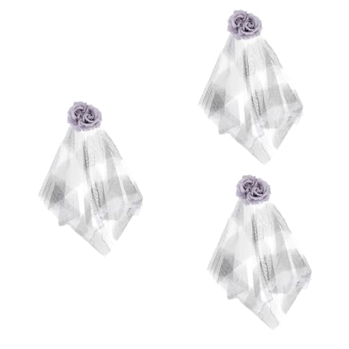 FOMIYES 3 Stck. Halloween Haarschmuck Schwarzer Rosen Veil Haarspange mit Grauem Netzstoff Dekoratives Kostümzubehör für Damen für Karneval Cosplay Tag Toten und Halloween Party von FOMIYES