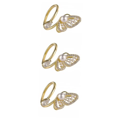 FOMIYES 3 Stck. Verstellbarer Finger Ring mit Perlen Elegantes Damen Schmuckstück für als für Freundinnen Langlebig und Komfortabel von FOMIYES