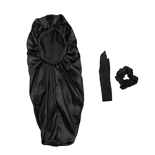 FOMIYES 3 Stück 1 Set Langes Set Damen-Hüte Satin-Turban Seiden-Haarhaube Bandanas Für Frauen Kopfwickel Für Frauen Satin-Haube Schwarze Haarkappe Aus Seidenstoff Nasse von FOMIYES