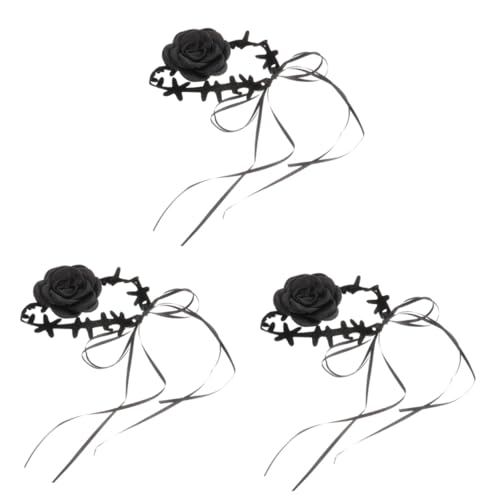 FOMIYES 3 Stück Blumen Choker Halskette Damen Zarter Schwarzer Blumen Design Statement Kette für Party Halloween Hochzeit und Alltag Angenehmes Material Langlebig und Komfortabel von FOMIYES