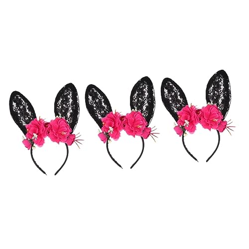 FOMIYES 3 Stk Kopfbedeckung Mit Hasenohren Hasenblumen-stirnband Hasenohren Kostüm Stirnband Osterpartyzubehör Baby Häschen Stirnband Cosplay-plüsch-stirnband Kind Hasen Ohren Geschenk von FOMIYES