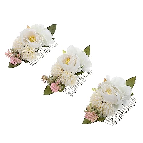 FOMIYES 3st Blumenkamm Blumenkopfschmuck Für Kinder Hochzeit Haarkamm Französische Seitenkämme Braut Haarschmuck Mit Blumenmuster Floraler Haarkamm Weiß Mädchen Fräulein Pp Stift von FOMIYES