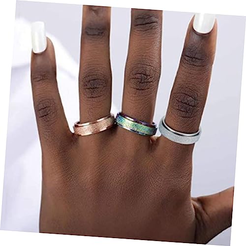 FOMIYES 3 Stück Bunte Drehbare Edelstahlringe für Damen und Herren Dekorative Finger Ringe Modisches Schmuck Accessoire Langlebig und Komfortabel für Freunde von FOMIYES
