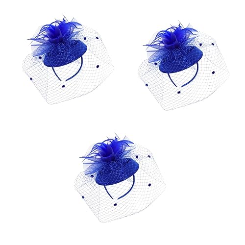 FOMIYES 3 Stk Haarnadel Mit Blumenhut Königlicher Hochzeitshut Braut Kopfschmuck Netz Mini-hut-stirnbänder Mesh-haarspange Mini-hut-stirnband Krawatte Blumengarn Damen Gittergewebe von FOMIYES