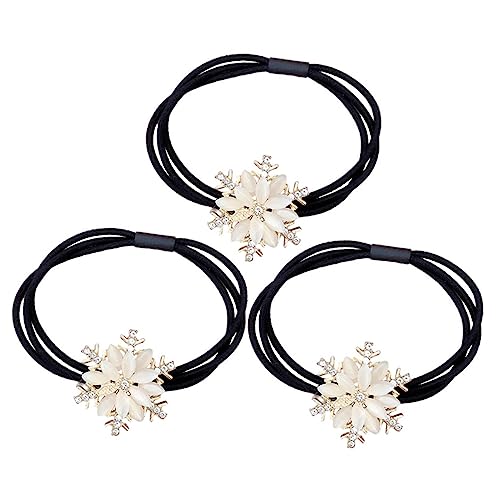 FOMIYES 3 Stück Elastische Schneeflocken Haargummis mit Strasssteinen Haarschonend Haaraccessoires für Damen und Mädchen Geeignet für Dickes Haar für Weihnachten und Alltag von FOMIYES