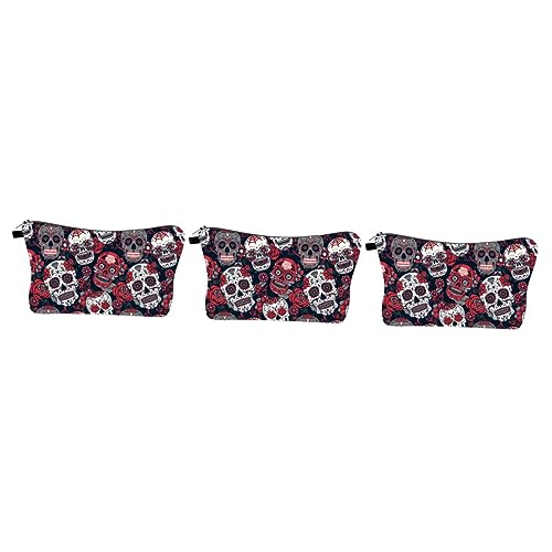 FOMIYES 3st Kosmetiktaschen Für Damen Duschorganisator Comestic-Tasche Mit Totenkopf-Print Tragbare Reise-Aufbewahrungstasche Tasche Für Make-up-Pinsel Mädchen Drucken Multifunktionstasche von FOMIYES