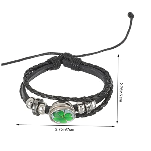 FOMIYES 3 Stück Geflochtene Lederarmbänder mit Glassteinen Schwarze Wickelarmbänder für Damen und Herren Handgefertigte Schmuckstücke mit Kleeblatt Design Freundschaftsarmbänder für von FOMIYES