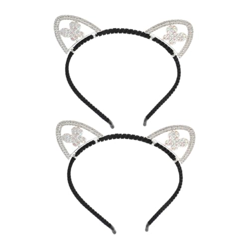 FOMIYES 3 Stück Glänzendes Katzenohren Haarband mit Funkelnden Strasssteinen Metall Stirnband Langlebig und Elegant Geeignet für Halloween Party Cosplay und Festliche Anlässe von FOMIYES