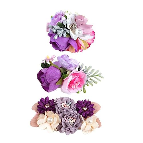 FOMIYES 3st Haarnadel Blumen-haarschleifen-clips Gefälschte Blumenornamente Haarspangen Haarkralle Alligator-haarspangen Bügeleisen Braut Mädchen Seitenclip Violett von FOMIYES