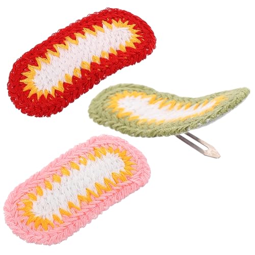 FOMIYES 3st Haarnadel Haarspangen Für Mädchen Schöne Haarspangen Wollstricken Haarschmuck Für Damen Clips Haar Klammern Clip-ins Strickspangen Aus Wolle Garn Fräulein Schmücken Karikatur von FOMIYES