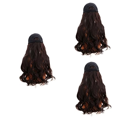 FOMIYES 3 Stk La Hüte Für Frauen Perücke Hut Lässige Mütze Hut Mit Lockigem Haar Frauen Perückenkappe Perücke Haarteil Mode Elegant Damen Hüte Trendige Hüte Locken Fräulein Baseball Kappe von FOMIYES