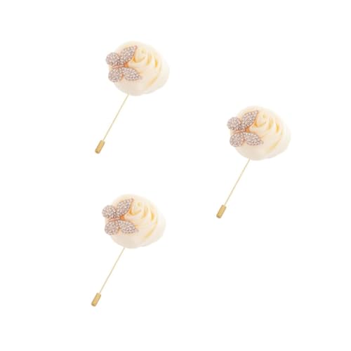 FOMIYES 3 Stück Herren Hochzeitsanstecker Rosenbrosche mit Schmetterling und Strass Boutonniere für Bräutigam und Gäste Langlebige und Stoffverarbeitung Vielseitig für Formelle Anlässe von FOMIYES