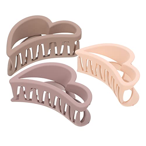 FOMIYES 3 Stück Herz Haarspangen für Damen Große Haarklammern für Dickes Haar Rutschfeste Matte Clips Farben Dahlienrosa Khaki Hautfarben für Hochzeiten Partys und Alltag von FOMIYES