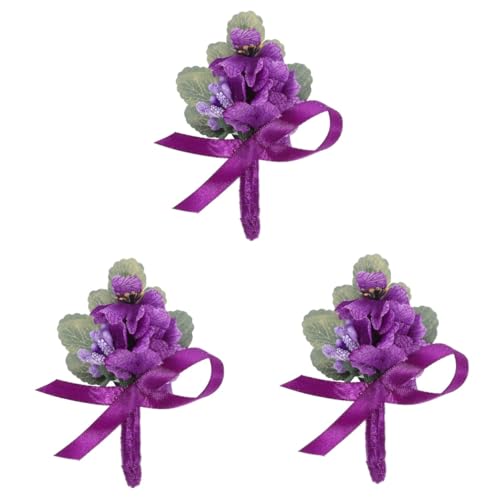FOMIYES 3 Stück Hochwertige Ansteckblume für Herren Simulierte Blumenbrosche für Hochzeiten Anzüge Formelle Anlässe Boutonniere für Bräutigame Abschlussfeiern Einfach zu Befestigen von FOMIYES