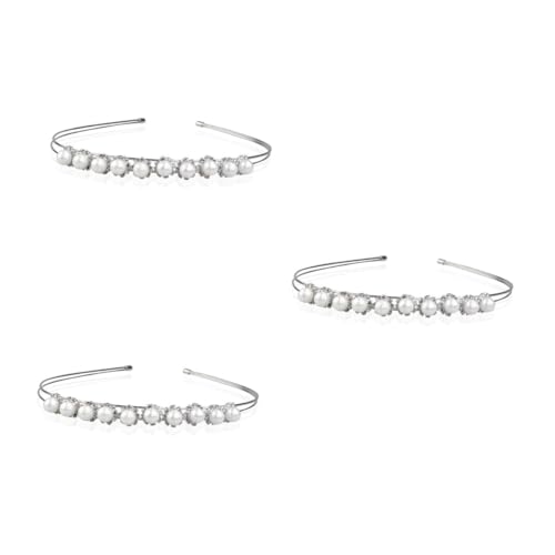 FOMIYES 3 Stück Hochwertiges Braut Stirnband mit Perlen und Funkelnden Strasssteinen Eleganter Haarschmuck für Damen Verstellbares Tiara Design Geeignet für Hochzeit Party und Festliche von FOMIYES