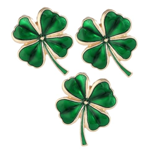FOMIYES 3 Stück Irische Shamrock Anstecknadel Vierblättriges Kleeblatt Pin Emaille Langlebiger Schmuck für Damen Vielseitiges Accessoire für Patricks Day und Alltag von FOMIYES