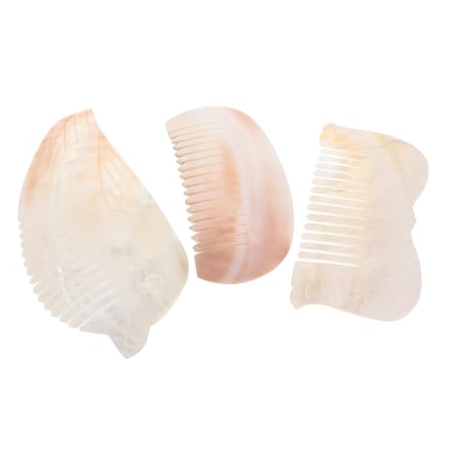 FOMIYES 3 Stück Kämme Mit Zähnen Natürliche Muschel Taschen Reisekamm Haarentwirrer Für Und Mädchen Styling Tool Für Nasses Oder Trockenes Dickes Lockiges Haar von FOMIYES