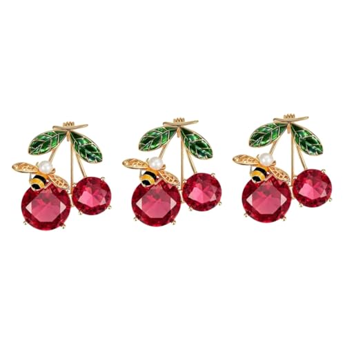 FOMIYES 3 Stück Kirsche Biene Brosche Süße Anstecknadel für Damen Eleganter Kleidung Accessoire für Valentinstag Hochwertige Langlebige Brosche für Pullover Schals Hüte von FOMIYES