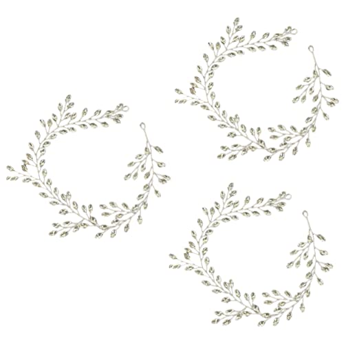 FOMIYES 3st Marquise Silberne Weiche Kette Brauthaarrebe Haarranke Aus Kristall Brautaccessoires Accessoires in Roségold Für Damen Haarschmuck Fräulein Hochzeit Kopfhörer Legierung von FOMIYES