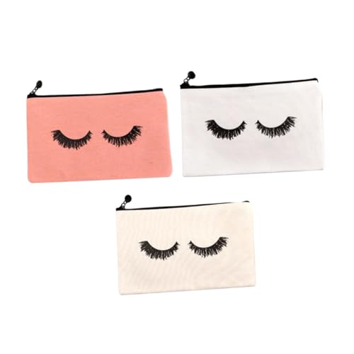 FOMIYES 3 Stück Kosmetiktasche Leinwand Toiletry Bag Damen Reise Kulturbeutel Multifunktional Leicht Strapazierfähig Weiß Beige Rosa Praktische Schminktasche für Kosmetik und Persönliche von FOMIYES