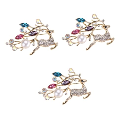 FOMIYES 3 Stück Modischer Weihnachts Brosche mit Perlen Akzenten Damen Brosche für Festliche Anlässe Accessoire für Kleidung Taschen Schals Feiern von FOMIYES
