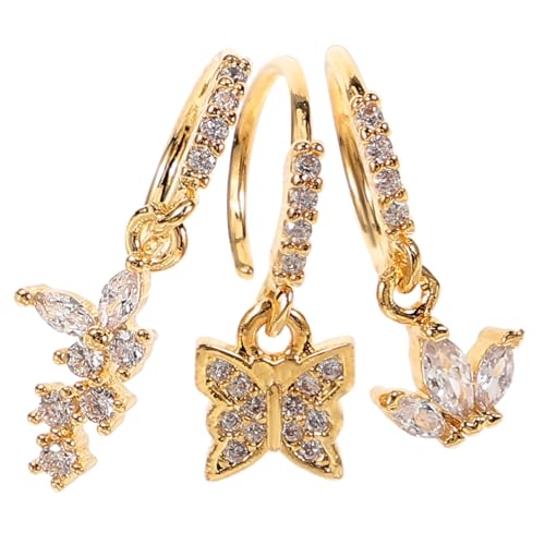 FOMIYES 3 Stück Nasenringe Teiliges mit Schmetterlingsdesign und Funkelnden Kristallen Kleine Nasenstecker für Damen Hautfreundlich und Langlebig Modischer Piercingschmuck für Besondere von FOMIYES