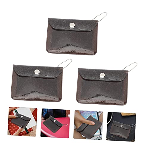 FOMIYES 3 Stück PVC Transparente Geldbörse Teiliges Mini Geldbeutel mit Münzfach und Kartenspeicher Leicht Kompakt Langlebig Portemonnaie für Damen Schwarzes Design von FOMIYES