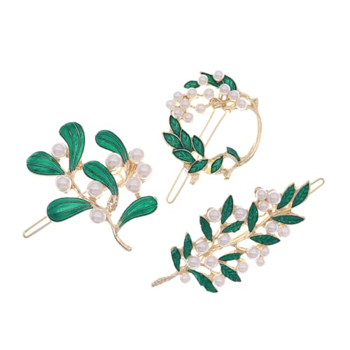 FOMIYES 3 Stück Perlen Haarspangen Legierung Blattdesign Rutschfeste Haarklammern für Damen und Mädchen Fest Haltend Geeignet für Dickes und Langes Haar Party und Alltag von FOMIYES