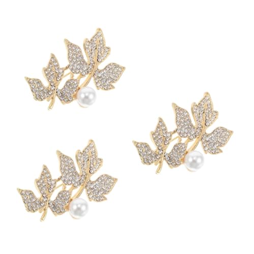 FOMIYES 3 Stück Perlenbrosche Ahornblatt Doppelt Eleganter Anstecknadel Schmuck für Damen Pullover Clips Strassdetail Langlebig Geeignet für Hochzeit Party Bankett Kleidung Accessoires von FOMIYES