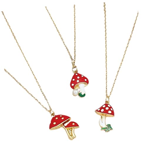 FOMIYES 3stücke Halsketten Mit Pilzanhänger Für Frauen Trendiger Halsschmuck Pilzschmuck Modisches Accessoire Für Partys Und Konzerte Einfacher Schmuck Praktisches Für von FOMIYES