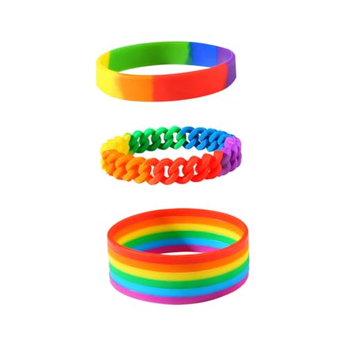 FOMIYES 3stücke Stilvolles Regenbogenarmband Aus Silikon in Verschiedenen Farben Flexibel Und Passend Für Männer Und Frauen Als Geschenk Für Täglichen Gebrauch von FOMIYES